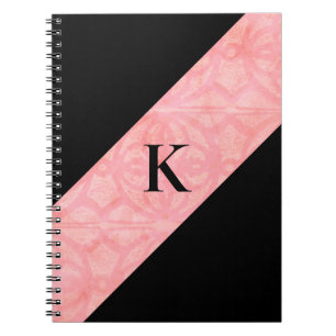 Tulip Pink Batik und Black Mit Monogramm Notizblock