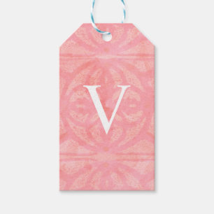 Tulip Pink Mit Monogramm Watercolor Geschenkanhänger