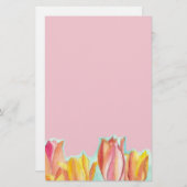 Tulip Pink Stationery Paper Aquarellfarben Kunst Briefpapier (Vorne/Hinten)