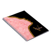 Tulip Pink und Gold Glitzer mit Monogrammnamen Notizblock (Rechte Seite)