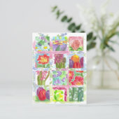 Tulip Poppy Rose Red Blume Collage Postkarte (Stehend Vorderseite)