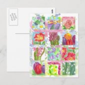 Tulip Poppy Rose Red Blume Collage Postkarte (Vorne/Hinten)