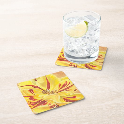 Tulip Power II Rechteckiger Pappuntersetzer (Vor Ort)