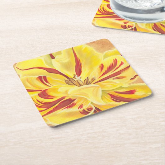 Tulip Power II Rechteckiger Pappuntersetzer (angewinkelt)