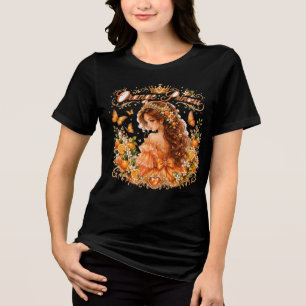 Tulip Princess Elegante Blumenprinzessin Aquarel Tri-Blend Shirt