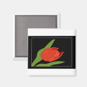 Tulip Red Frame Blume Blumenleaf Schwarzer Rahmen Magnet (Vorderseite/Rückseite)