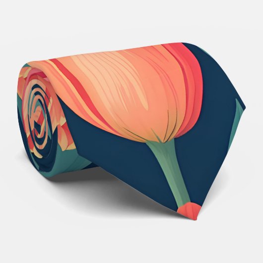 Tulip Retro Personalisiertes Muster Krawatte (Gerollt)