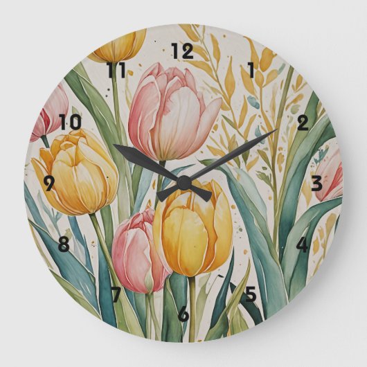 Tulip Reverie Große Wanduhr (Vorderseite)
