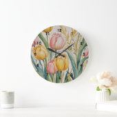 Tulip Reverie Große Wanduhr (Zuhause)