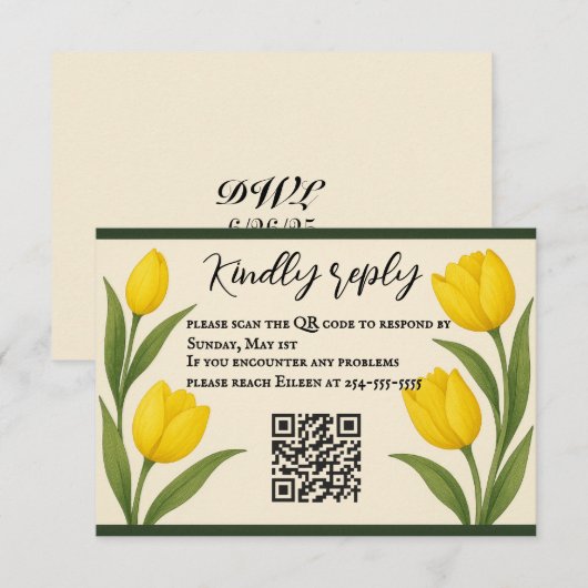 Tulip Reverie QR Code RSVP Karte (Vorne/Hinten)