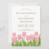 Tulip Romance Floral Pink Hochzeit Einladung (Vorderseite)