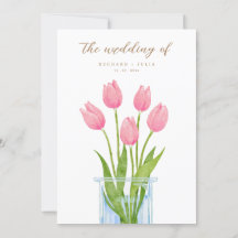 Tulip Romance Floral Pink Hochzeit Einladung