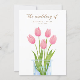 Tulip Romance Floral Pink Hochzeit Einladung