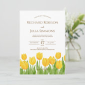 Tulip Romance Floral Yellow Wedding Einladung (Stehend Vorderseite)