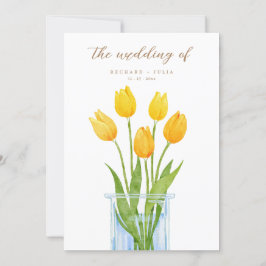 Tulip Romance Floral Yellow Wedding Einladung
