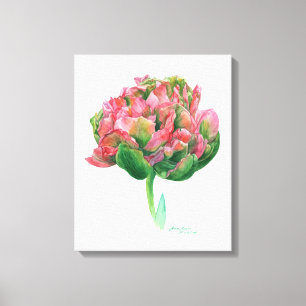 Tulip rosa grüne botanische Aquarellfarbe Leinwanddruck