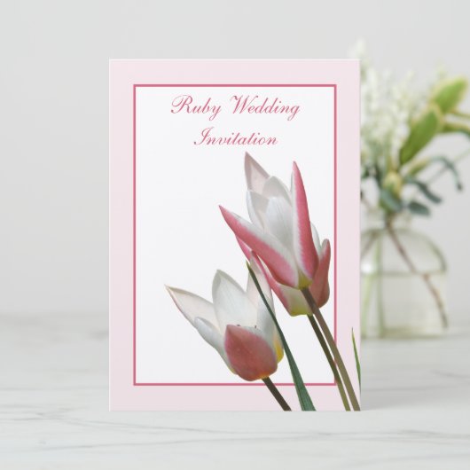 Tulip Ruby Wedding Einladung zum Jahrestag (Stehend Vorderseite)