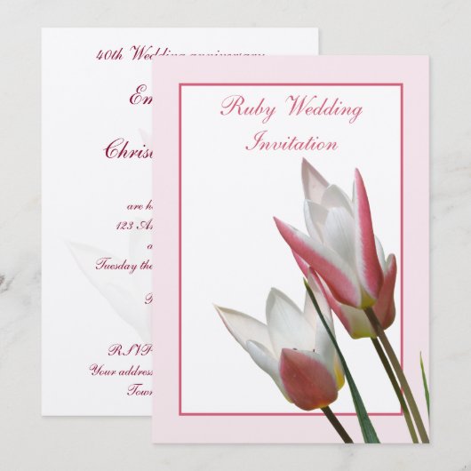 Tulip Ruby Wedding Einladung zum Jahrestag (Vorne/Hinten)