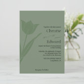 Tulip Sage Green Wedding Einladung (Stehend Vorderseite)
