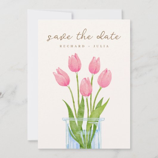 TULIP Save the Date Einladung / Aquarellblume (Rückseite)