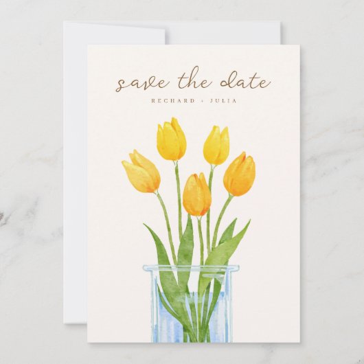 TULIP Save the Date Einladung / Aquarellblume (Rückseite)