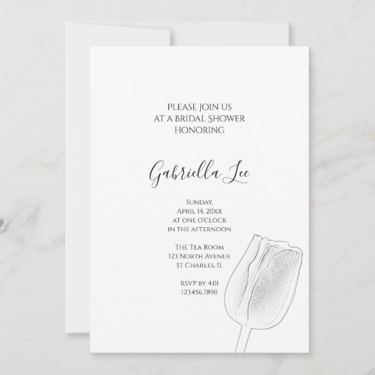 Tulip Sketch Spring Brautparty Einladung (Vorderseite)