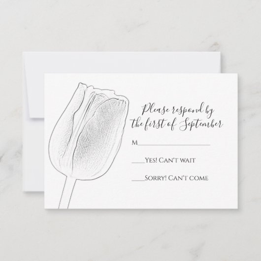 Tulip Sketch Wedding RSVP Response Card Karte (Vorderseite)