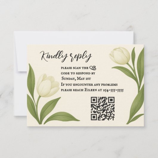 Tulip Sonata QR Code RSVP Karte (Vorderseite)