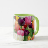 Tulip Spring Flowers Garden Floral Yellow Pink Red Tasse (VorderseiteRechts)