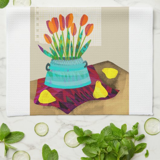 Tulip Still Life Kitchen Handtuch (Gefaltet)
