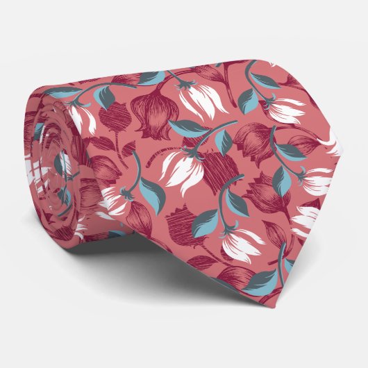 Tulip Symphony: Blumenmuster Krawatte (Gerollt)