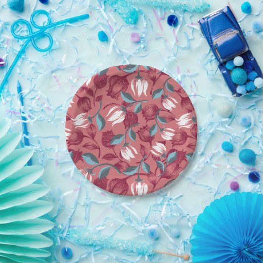 Tulip Symphony: Blumenmuster Pappteller (Party)