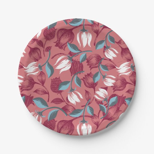 Tulip Symphony: Blumenmuster Pappteller (Vorderseite)