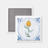 Tulip Tile Art mit blauem und weißem Magnet (Vorderseite/Rückseite)