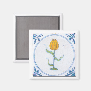 Tulip Tile Art mit blauem und weißem Magnet