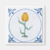 Tulip Tile Art mit blauem und weißem Magnet (Vorne)