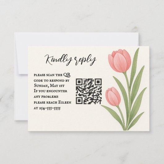 Tulip Treasure QR Code RSVP Card (Vorderseite)