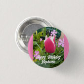 Tulip Tulips Red Pink Blume Floral Geburtskarte Button (Vorne & Hinten)