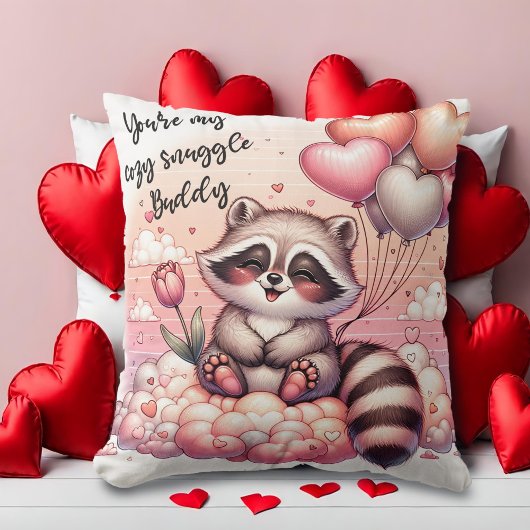 Tulip und Balloons Raccoon Valentines Kissen