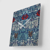 Tulip und Rose, William Morris Quadratische Wanduhr (Winkel)