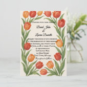 Tulip Veil Foto Wedding Einladung (Stehend Vorderseite)