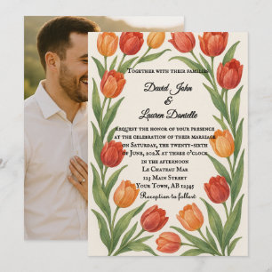 Tulip Veil Foto Wedding Einladung
