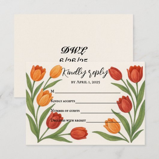 Tulip Veil RSVP Card (Vorne/Hinten)