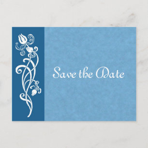 Tulip Vine auf blauer Save-the-Date-Postkarte Ankündigungspostkarte