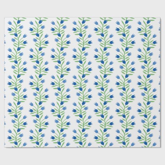 Tulip Vine in Blue and Green Geschenkpapier (Flach)