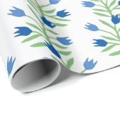 Tulip Vine in Blue and Green Geschenkpapier (Rolleneckpunkt)