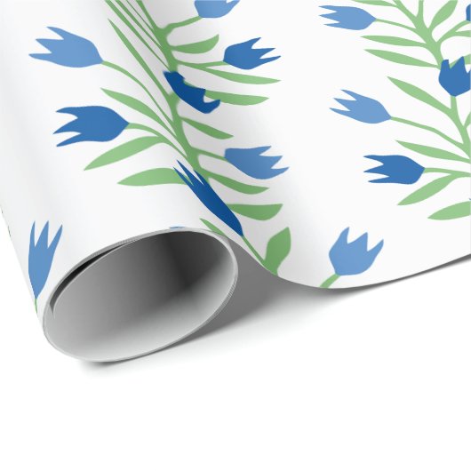 Tulip Vine in Blue and Green Geschenkpapier (Rolleneckpunkt)