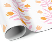 Tulip Vine in Pink and Orange Geschenkpapier (Rolleneckpunkt)