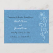 Tulip Vine on Blue Save the Date Postcard Ankündigungspostkarte (Rückseite)