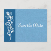 Tulip Vine on Blue Save the Date Postcard Ankündigungspostkarte (Vorderseite)
